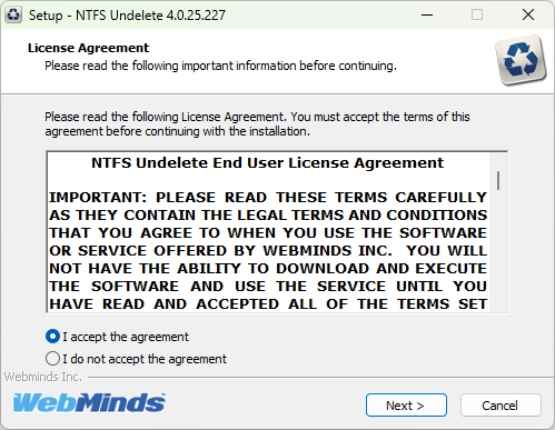 Read the End User License Agreement